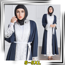 Fábrica de design de moda venda muçulmano manga comprida maxi vestido macio poliéster costurado abaya 2017